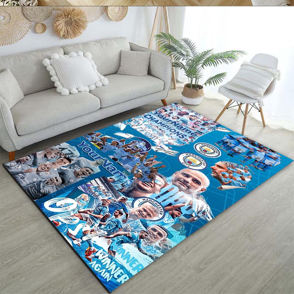 Manchester City Personalized Name Carpet Suitable for Bedrooms Balcony Playrooms Game Room Antislip Carpet Decorate Offices Wedding Party Gift