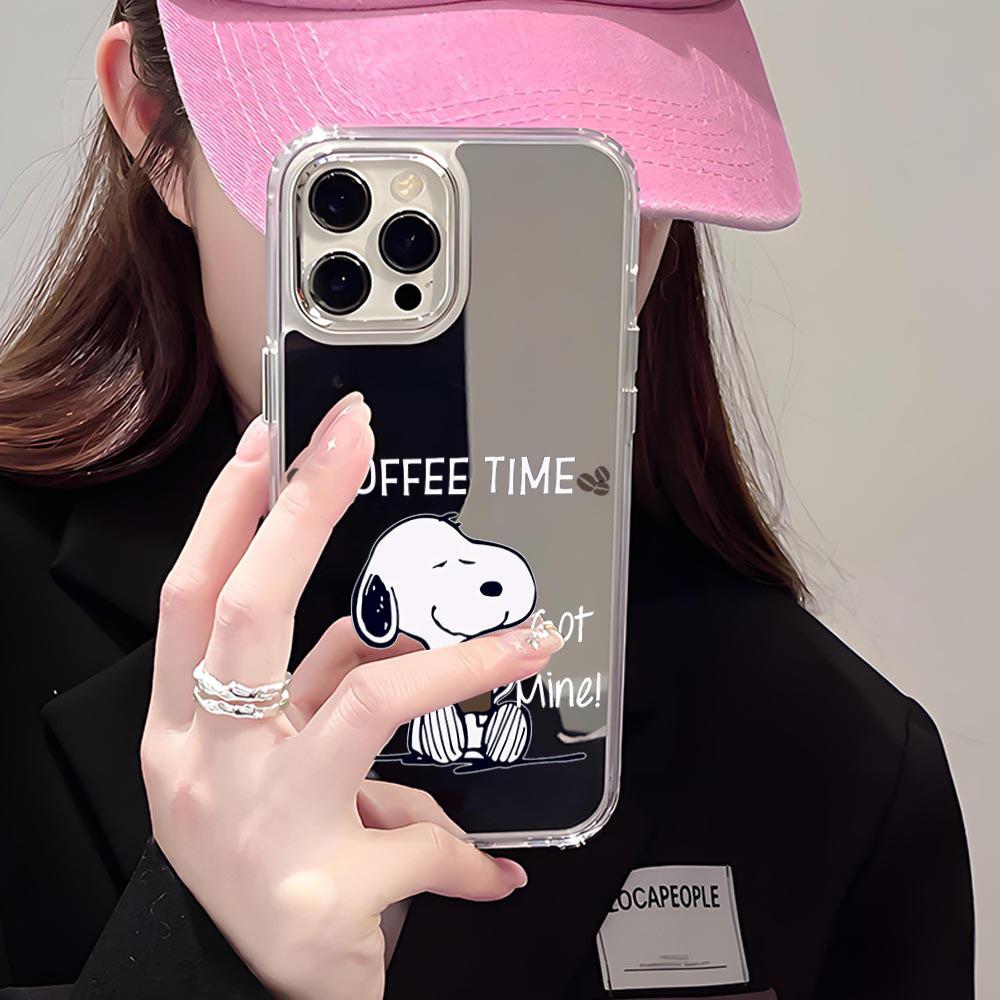 Cute cartoon snoopy iphone17 fun jade cinnamon dog 15promax mirror shell apple 16 makeup mirror