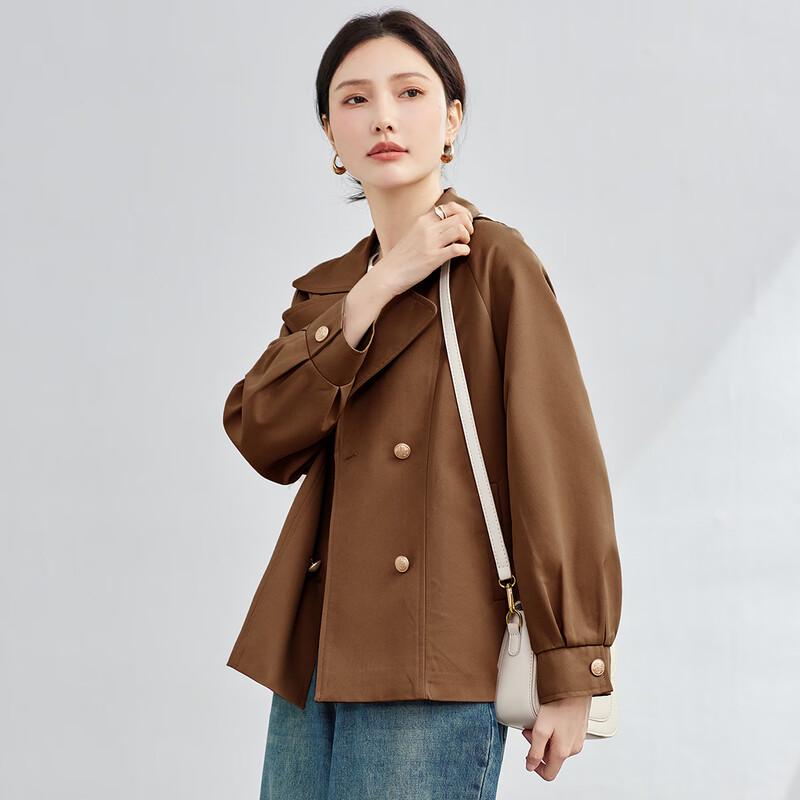 TERRE BLEUE Women's Stylish Loose Trench Coat