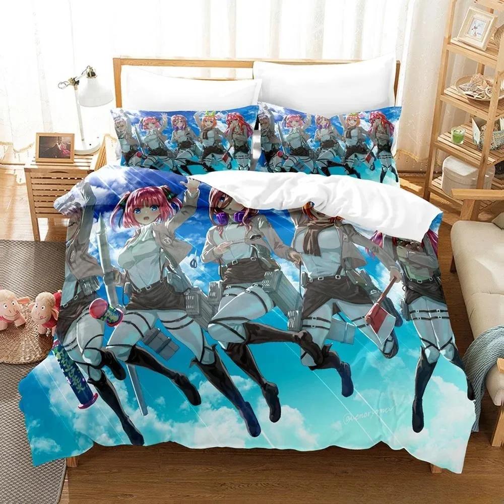 Anime Kawai Young Girls The Quintesential Quintuplets Beding Set Carton Anime thre-piece set Adult People Kid Bedrom Duvet cover Sets
