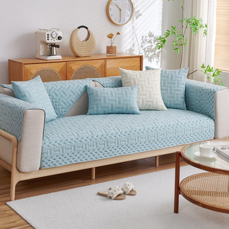 Modern Simple Sofa Cushion, Pure Cotton, Universal Fabric for All Seasons, Non-slip Leather Sofa Cover, Straight Row Sofa Seat Cushion