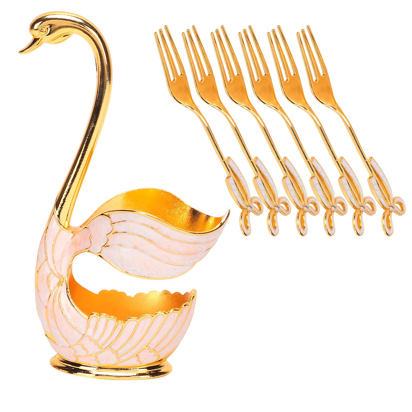 

Наборы посуды, кофейные, фруктовые, десертные ложки, домашняя посуда с украшением в виде лебедя(золотой
