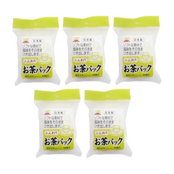Tokiwa Industries Tea Pack, Fluffy Tea Pack, M, 60 Pieces X 5 Pieces Set, Approx. 9.5 X 7 Cm, Made In Japan, White