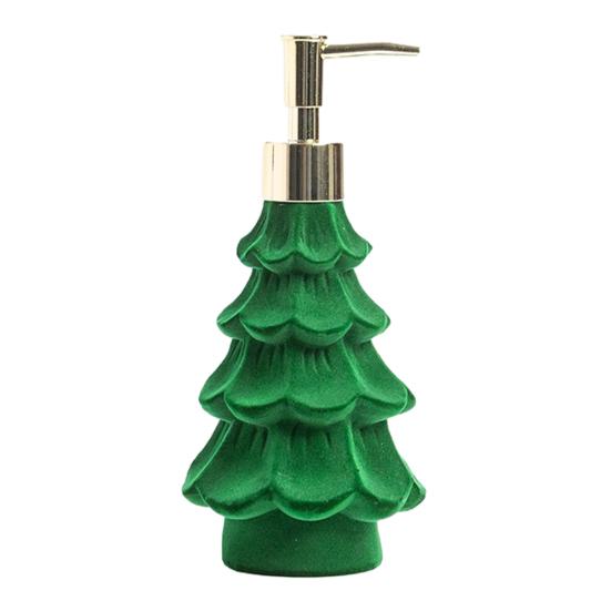 Small Christmas Gifts for Friends Tree Soap Dispenser, Flocking Effect Refillable Lotion Unique Shampoo Dispenser Home Pump Bottle, Reusable Bathroom