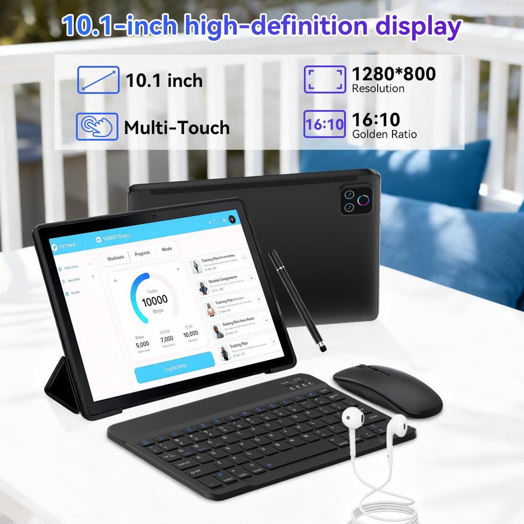Android 16 Tablet, 10,1 Inch, 30 GB RAM + 128 GB ROM, Met Toetsenbord, Muis En Stylus