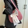 Japanese Style Bow Shoulder Bag Cloth Canvas Tote Bag Vintage Plaid Shoulder Bag  Outdoor