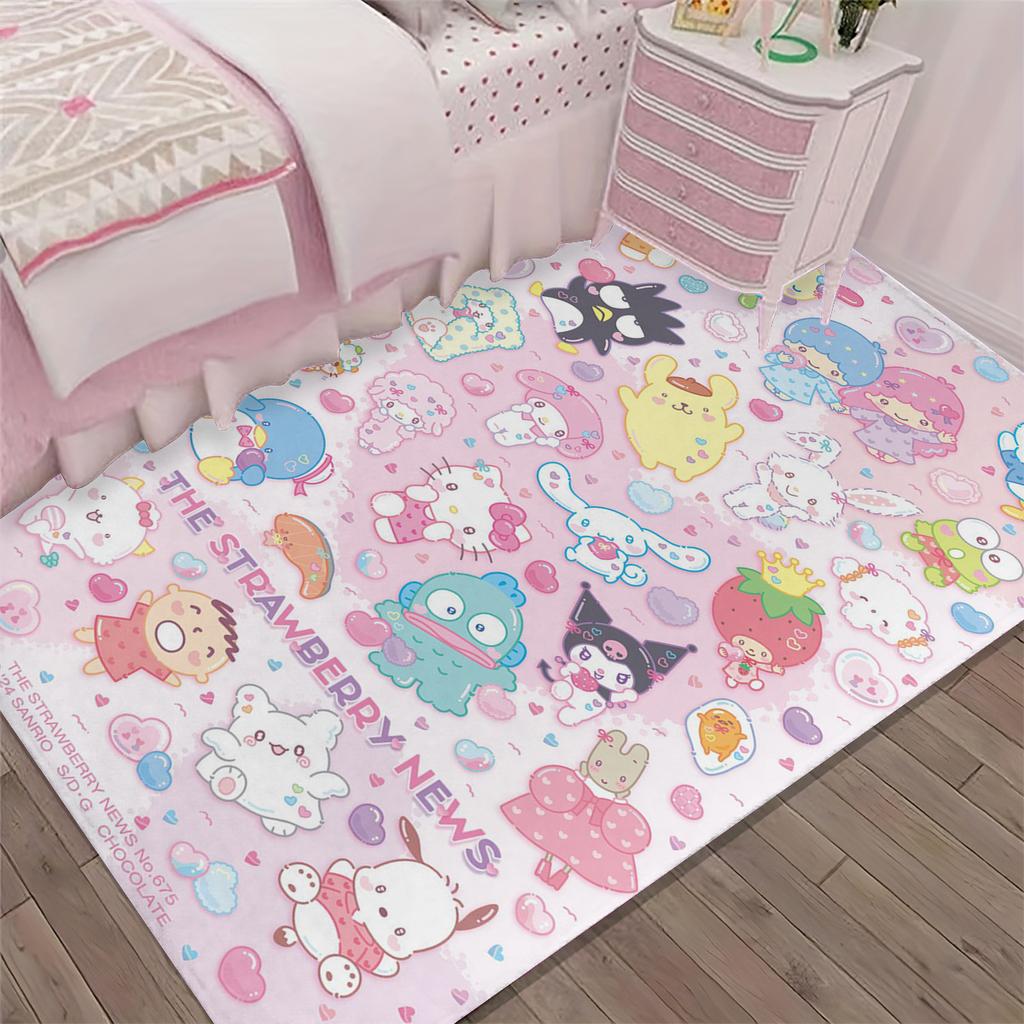 1pc of Sanrio Hello Kitty Family Patterned Vintage Large Carpet for Living Room Decoration, Floor Mat, Bay Window Coffee Table
