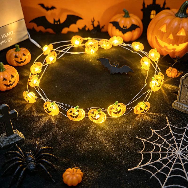Battery-Powered Pumpkin LED Halloween String Lights for Spooky Decor