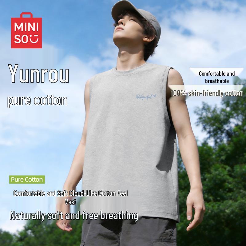 

MINISO Men s Pure Cotton Sleeveless T-Shirt M