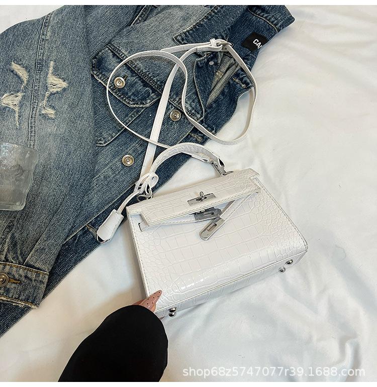 2025 New High-end Light Luxury Stone Pattern Kelly Bag Hand-to-shoulder Crossbody Bag Temperament Versatile Commuter Bag
