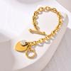 Double Love Heart Charm Bracelets Girls Silver Gold Color Stainless Steel Bracelet For Women Steel Hand Chains Wristband Jewelry