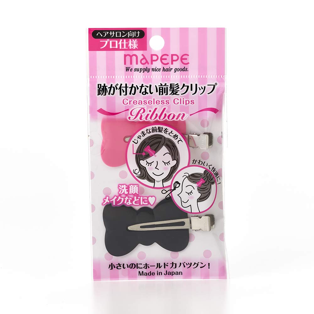 

Mapepe bangs clip Ribbon pink black Non-marking &