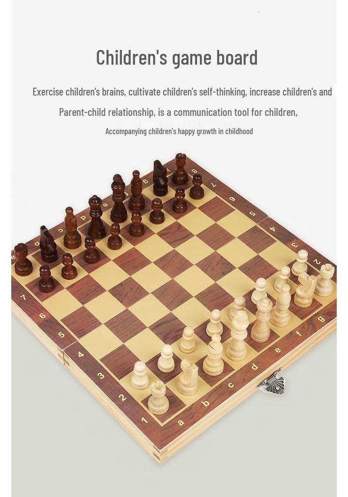 Children's Wooden Chess Board Game - Educational and Early Learning Toy for All Ages