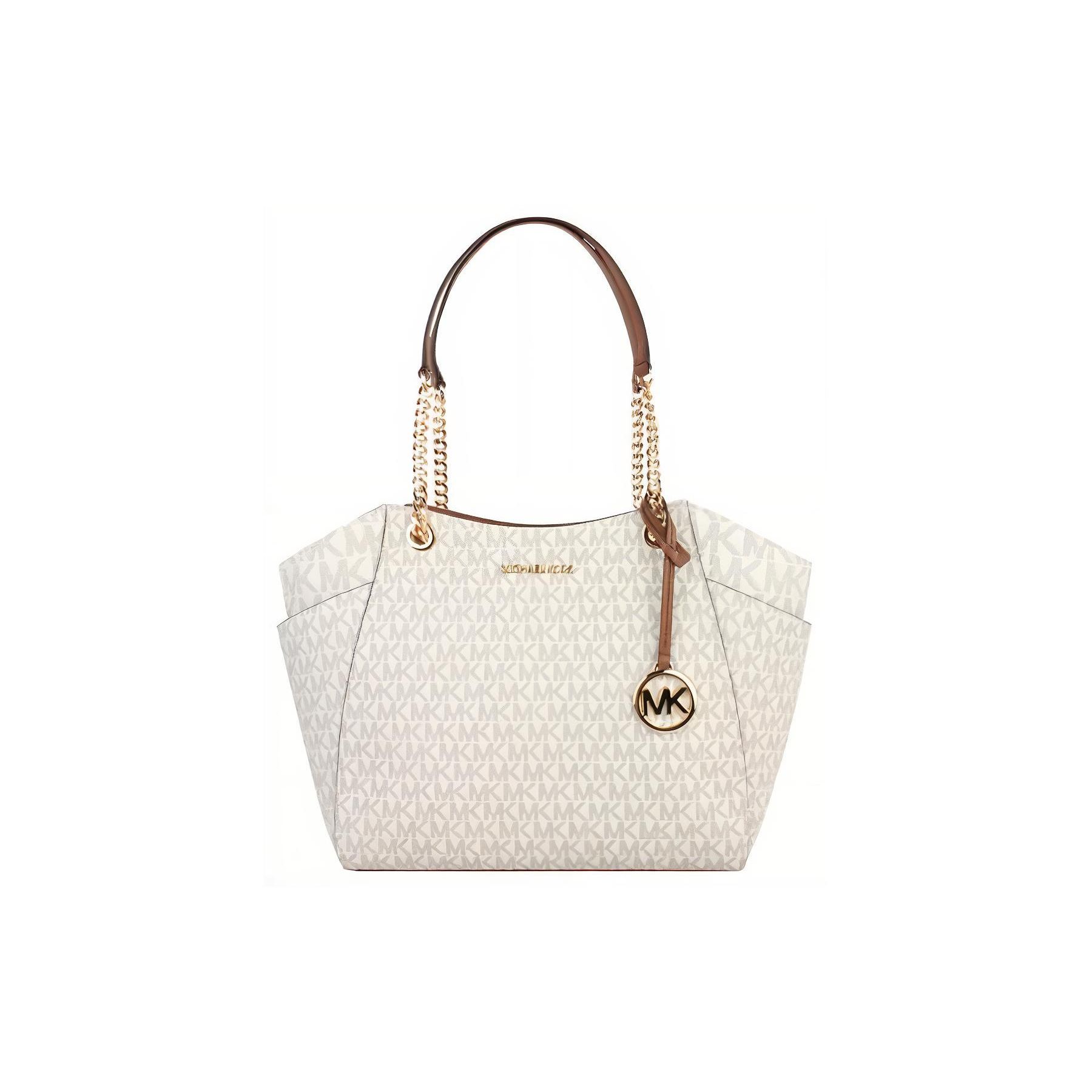 

Michael Kors MK Pratt Logo Zip Closure Coated Canvas Tote Bag Shopping Bag Shoulder Crossbody Handbag Large Women Tote 35S4GTVT3B-VANILLA Basic Set (Bag+Dust Bag)