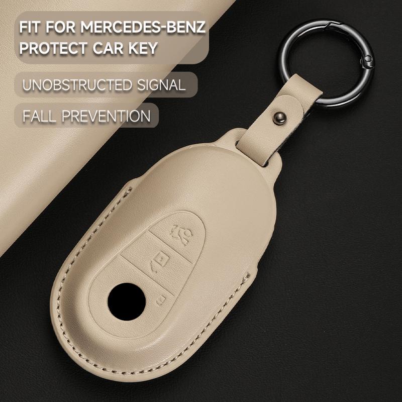 Leather Car Key Cover Case Protection Shell Keychain for Mercedes Benz C S A Class W206 W223 S350 C260 C300 S400 S450 S480 S500