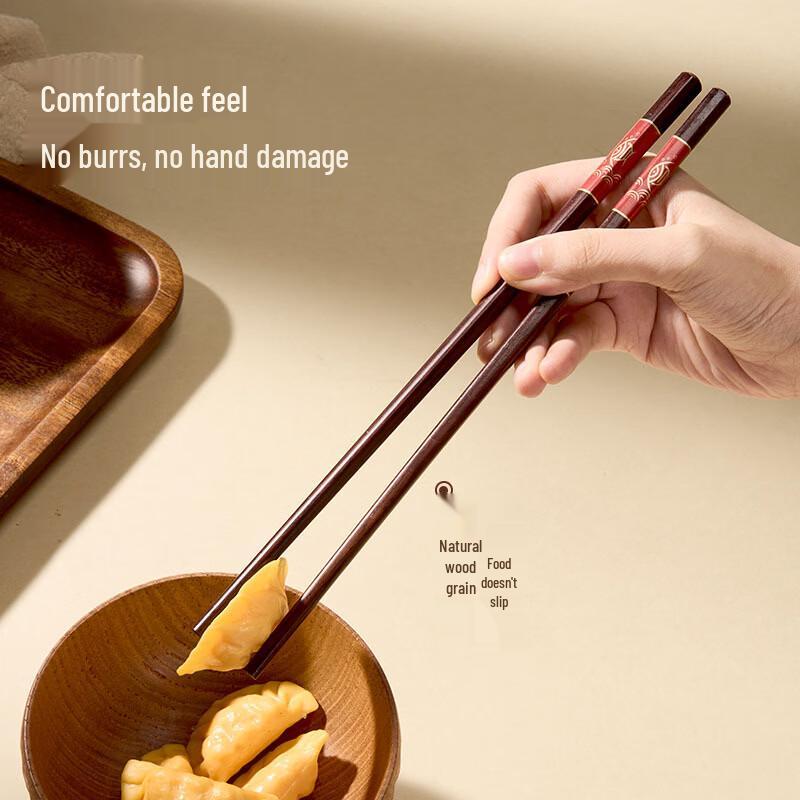 Kemando Red Sandalwood Wood Chopsticks, 5 Pairs