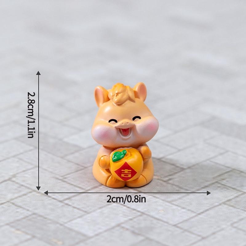 2026 New Year Resin Pony Decoration Ornament Mini Car Desktop Ornament New Year Birthday Blessing Gift Spring Festival Crafts