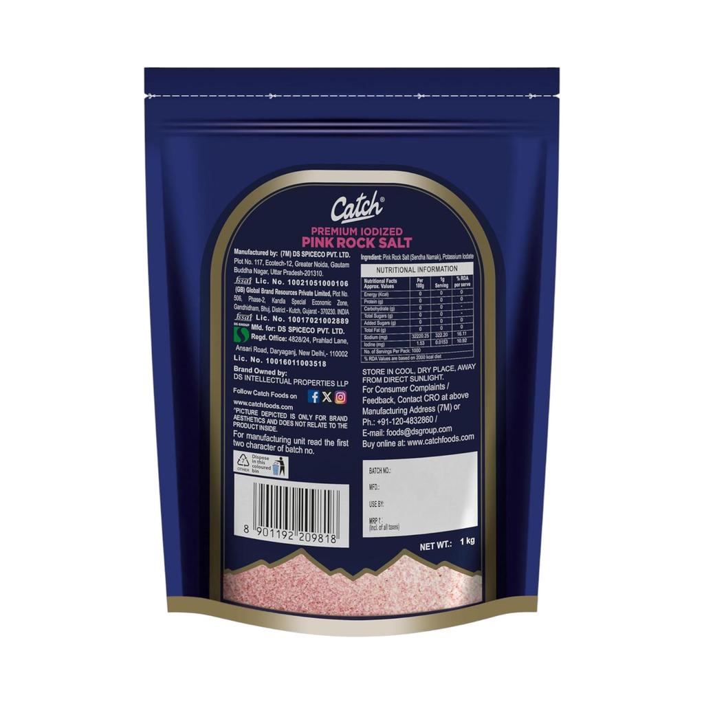 Catch Premium Pink Rock Salt 1 Kg Natural Himalayan Mineral Sendha Namak for Cooking, Grilling, Roasting and Seasoning