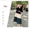 Maternity Summer A-line Knee-Length Dress with Contrast Color Splicing