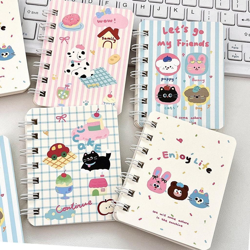 Student New Ins Cute Animal Coil Notebook A7 Pocket Notebook High-looking Student Mini Portable Horizontal Notebook Stationery