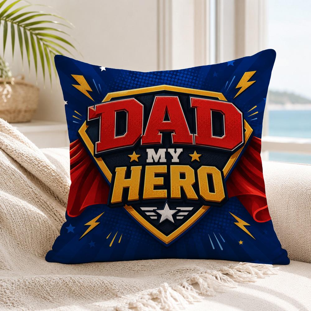 Fathers Day Dad Cushion Cover Natural Breathable Durable Linen Printed Decor Pillow Case Sofa Bedroom