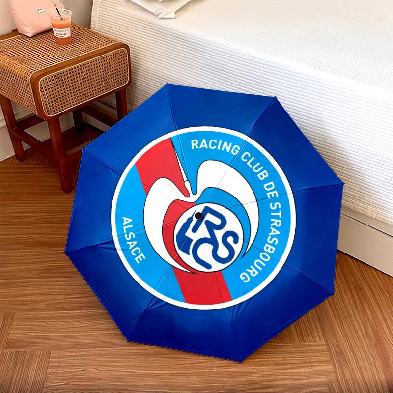 RC Strasbourg Alsace pattern, automatic folding umbrella, portable and foldable design, 8 ribs, a Christmas or birthday gift.