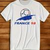 MenS Retro Football TShirt From France 98 Features Official Logo and Number 98 Vintage Soccer Jersey Design Comfortable Tee