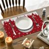 Nordic Christmas Santa Elk Linen Placemat Square, Festive Restaurant Table Decoration