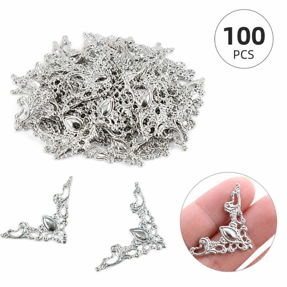 100 Pcs Vintage Openwork Design Decorative Corner Covers  Handmade Ornament Making