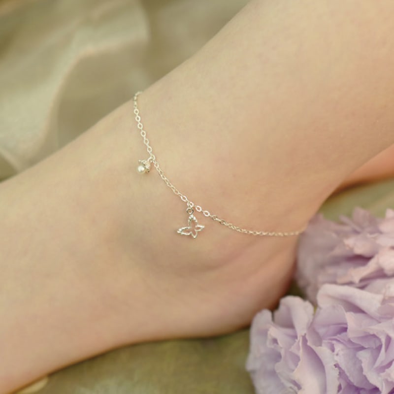 

fiore fleur wing anklet silver
