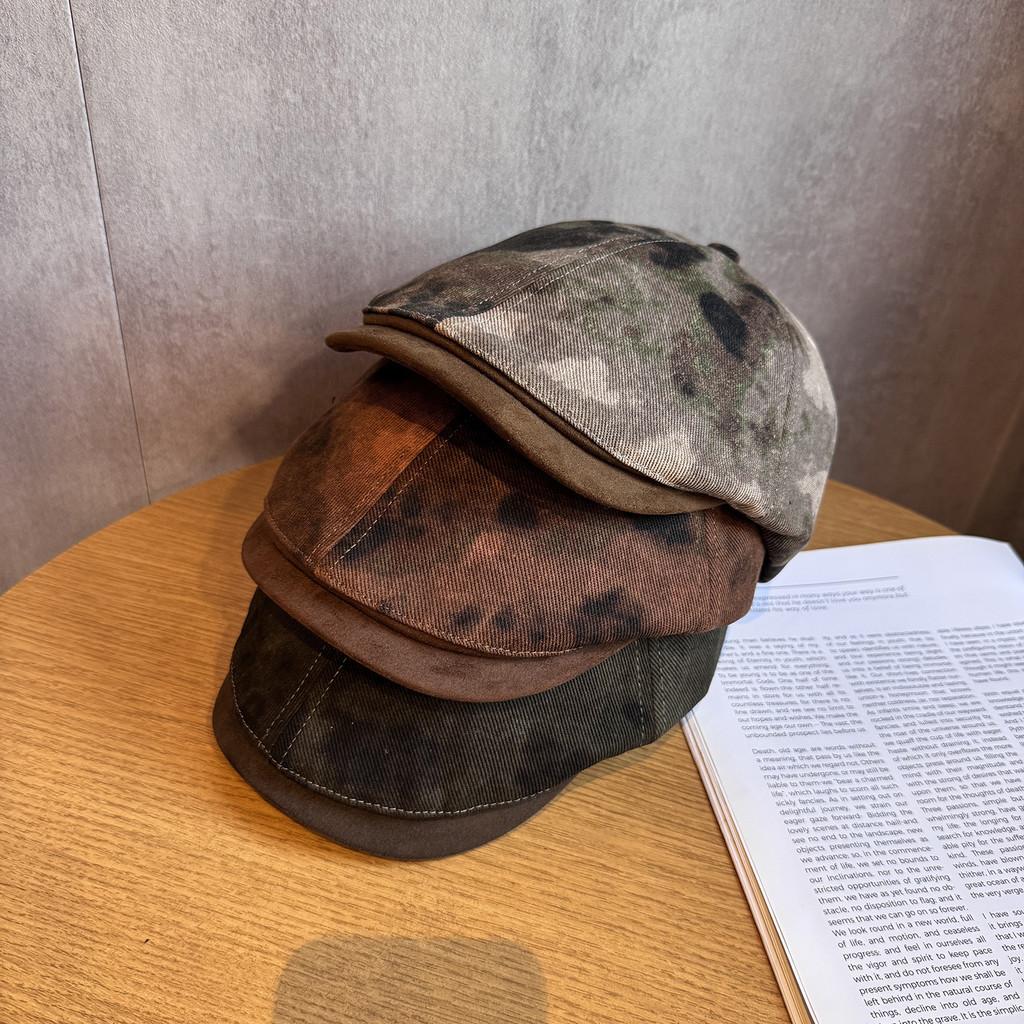 Tie Retro Fashion Dye Pattern Neutral Beret Suitable For Fall And Winter