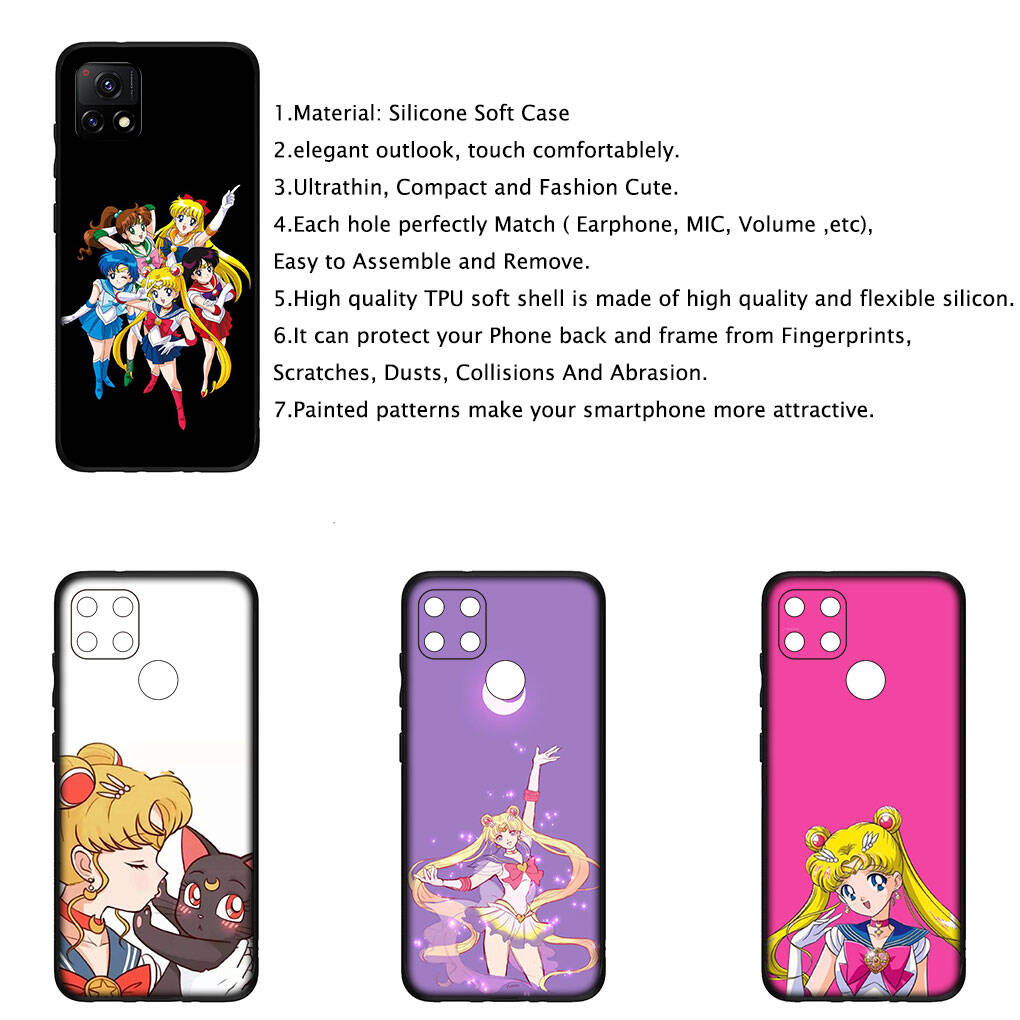 Cover for iPhone 17 16 15 Xiaomi Poco Redmi Note 14 13 12 11 Pro Max 9 16e Samsung Galaxy S25 S24 S23 OPPO Huawei Sailor Cartoon Moon Phone Case
