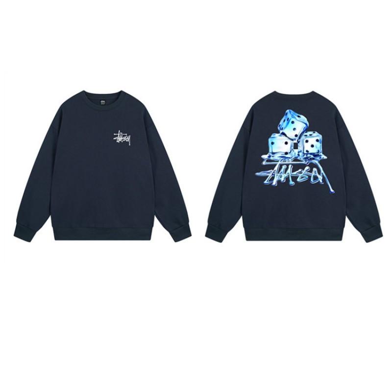 Unisex Oversized Crewneck Fleece-Lined Cotton Sweatshirt With Dice Letter Print Winter Casual Wear