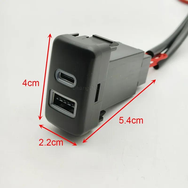 Car Charger Quick Charging Socket QC3.0 USB PD Phone Charge Adapter Socket for Toyota FJ Cruiser Prado LC120 Accessories