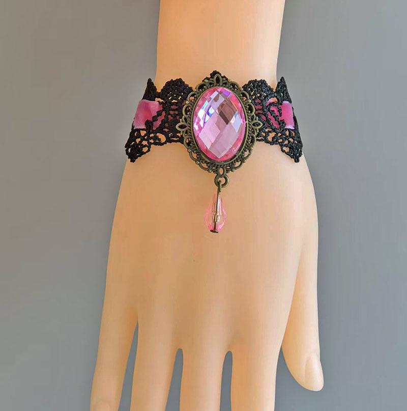 Collier Ras du Cou en Dentelle Gothique Rétro Punk pour Femmes