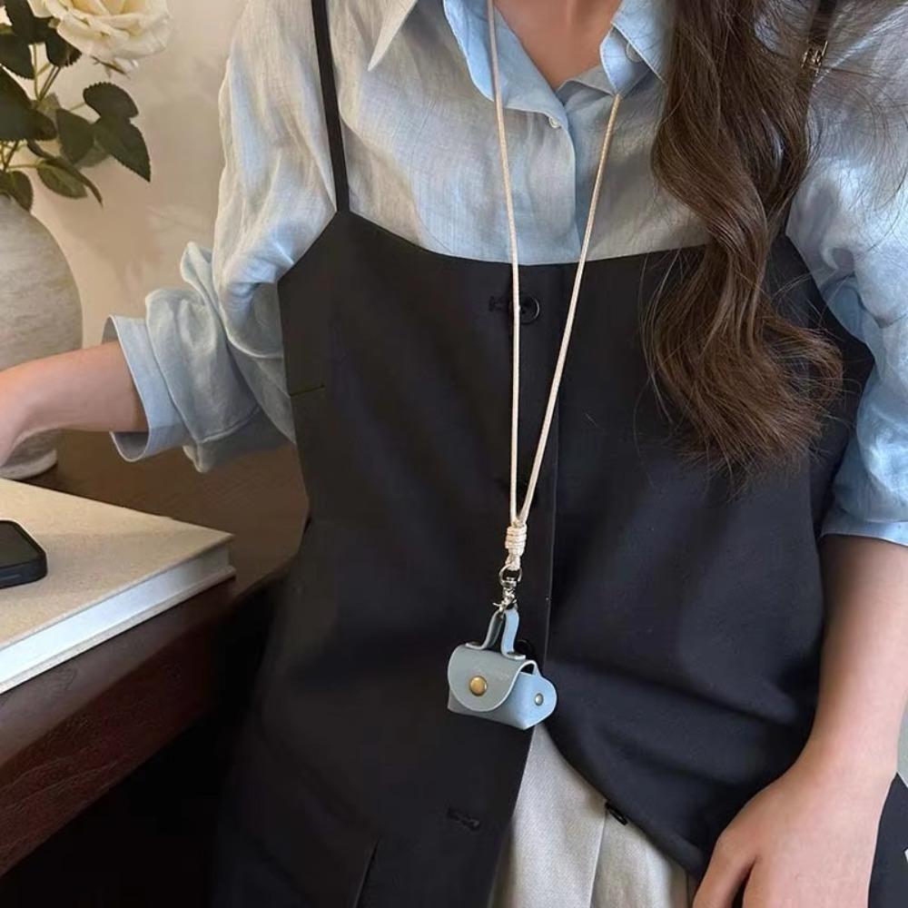 Pendant Hanging Neck Coin Purse Necklace Leather Women Necklace New Headphone Bag  Women