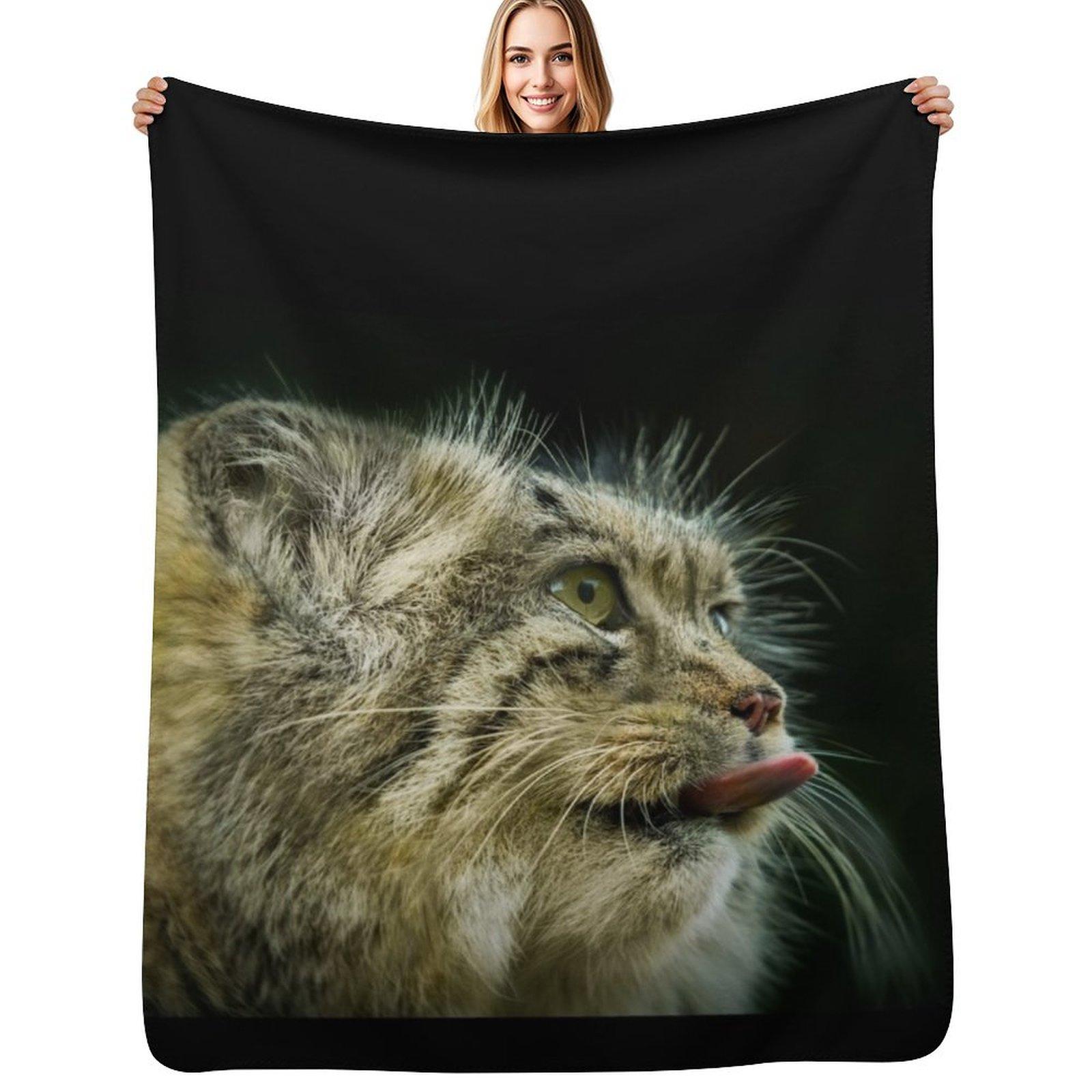 Pallas Cat Throw Blanket Luxurious Soft Fuzzy Blanket for Sofa Bed Size: 75*100cm, Weight: 230 GSM