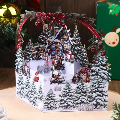 1Pc 3D Christmas Card With Snowy Winter House And Christmas Tree Design Envelope Included Festive Greeting For Family Friends