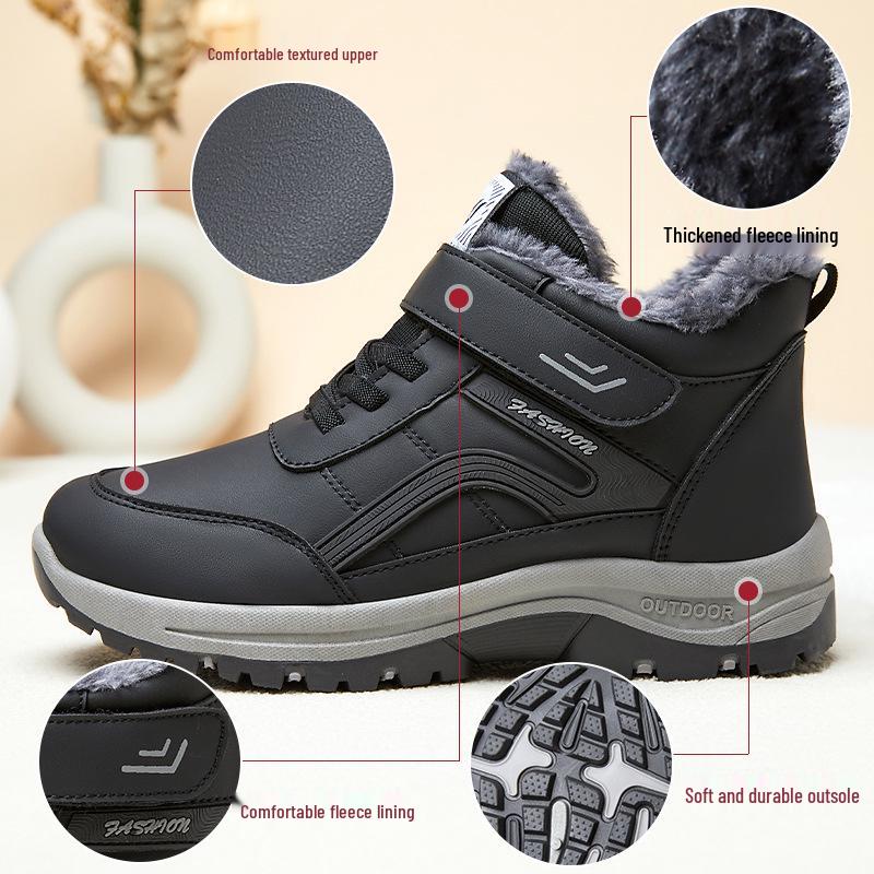 Damen 2025 Herbst/Winter Baumwoll-Wanderstiefel mit Fleecefutter - Verdickte Schneestiefel