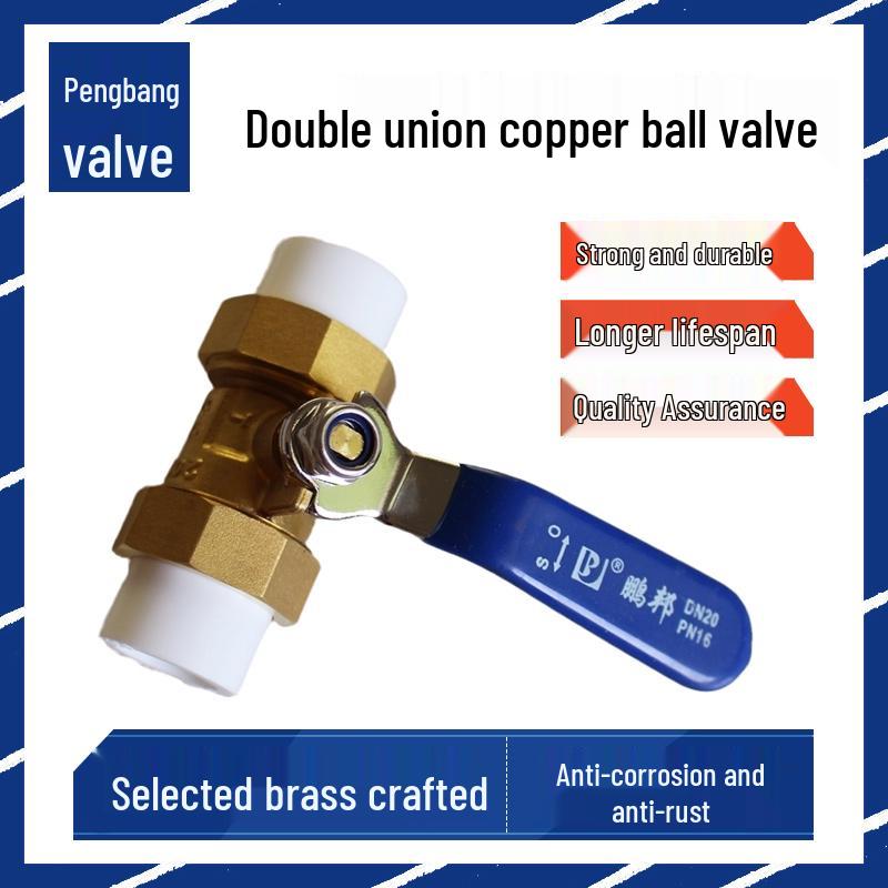 Pengbang Brass Double Union Ball Valve for PPR Water Pipe, 20mm & 25mm Fittings
