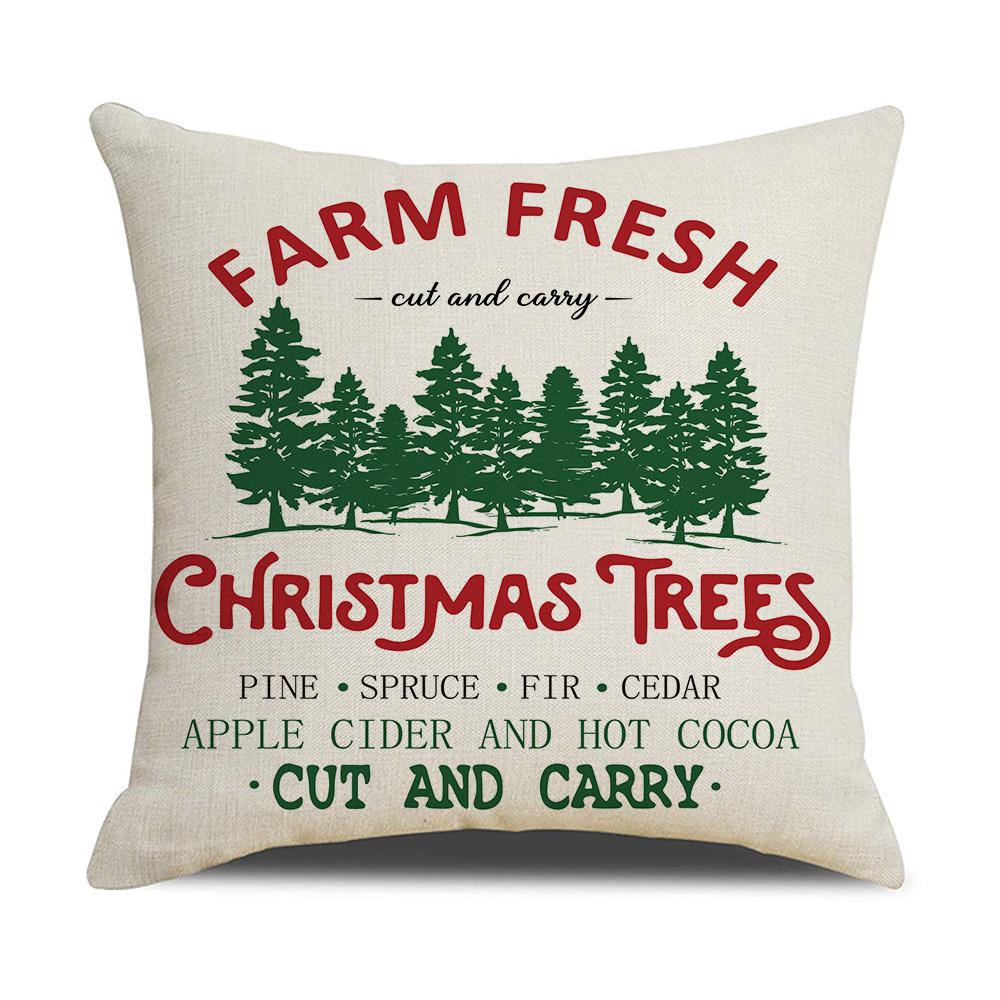 New Christmas Cushion Sleigh Christmas Tree Cane Car Printed Cushion Linen Holiday Decoration Cushion