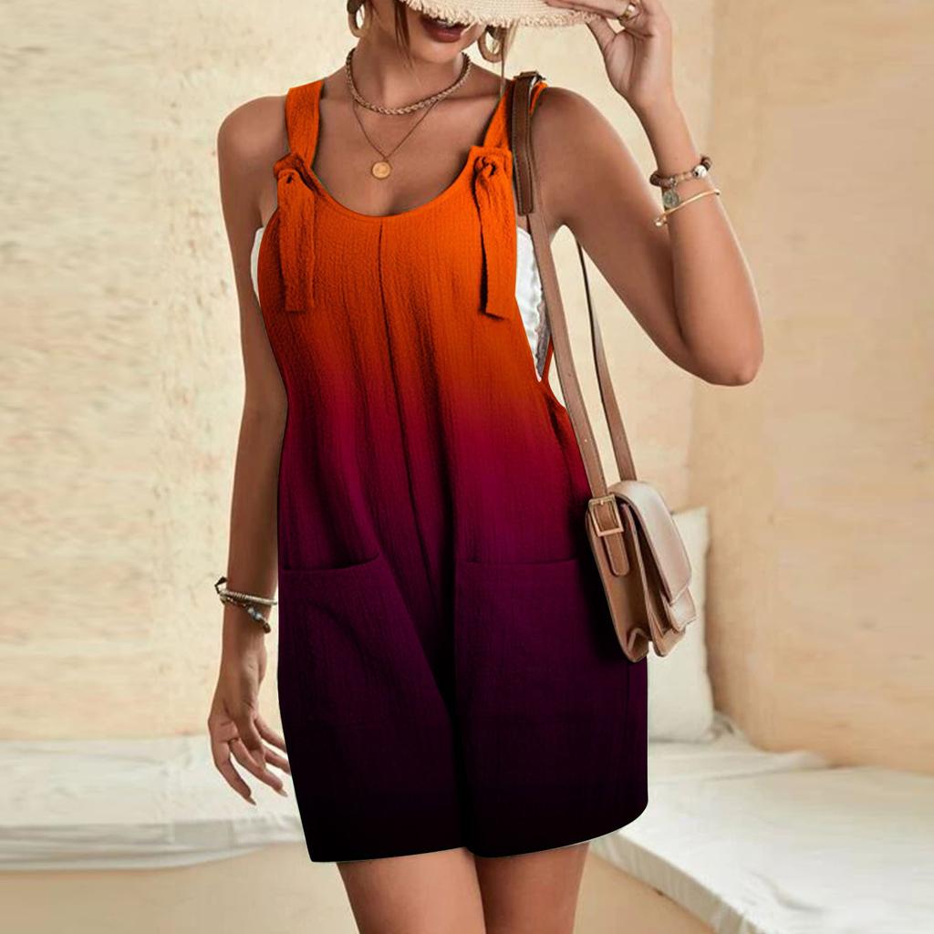 Women's Summer Jumpsuit Shorts, Striped Printed Fashionable Casual Jumpsuit