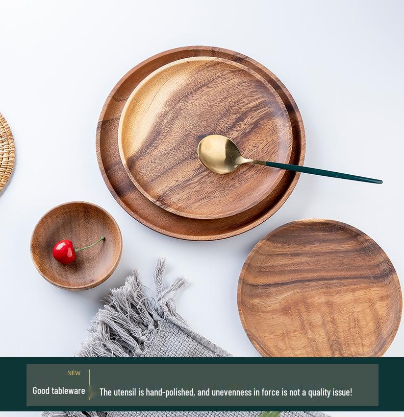 Acacia Wood Round Fruit & Snack Plate