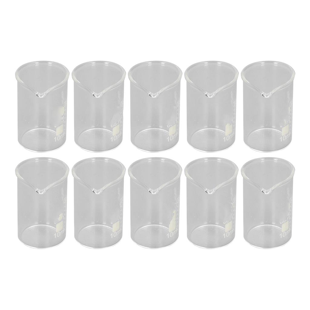 10PCS Beaker Borosilicate Glass Clear Scale Laboratory Beaker for Academic Industrial Experiment 10ml