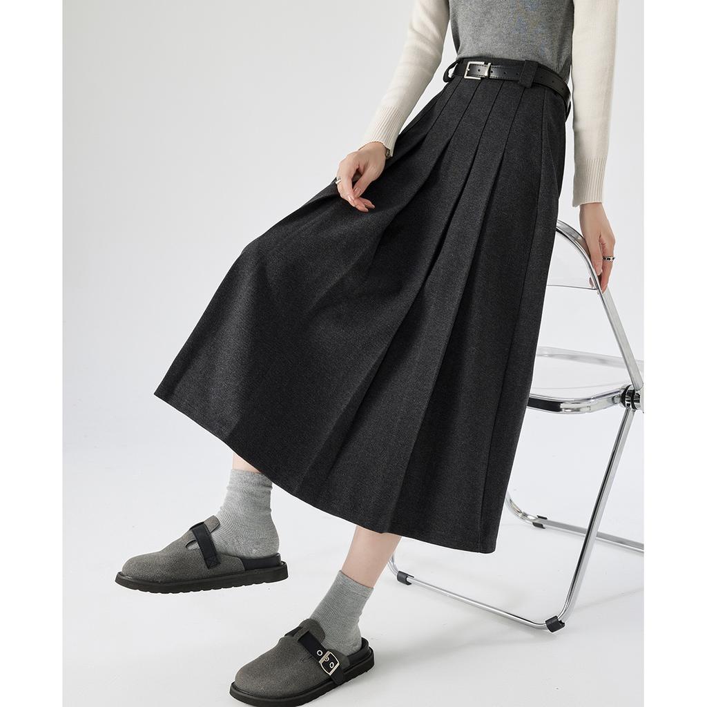 Skirt Women's Autumn and Winter Thickened High Waist Skinny Wool Pleated Skirt