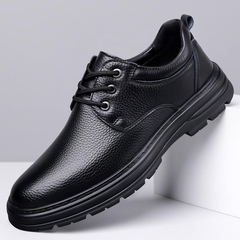 Autumn Winter Keep Warm Cotton Shoes for Business Designer Lace Leather Shoes Male Solid Color Fashion Casual Shoes Man
