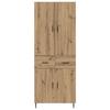 Highboard Set of 2 Pcs Artisan Oak Engineered Wood and Glass