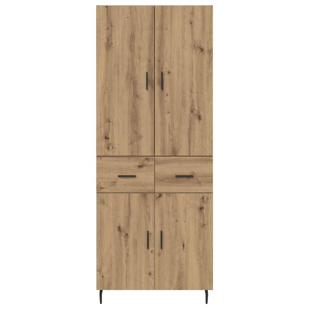 Highboard Set of 2 Pcs Artisan Oak Engineered Wood and Glass