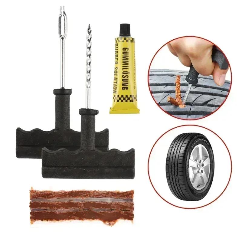 Motorcycle Car Tire Repair Tool Sets Tire Repair Kit Studding Tool Set Tubeless Tire Tyre Puncture Plug Garage Tool Rubber Strip