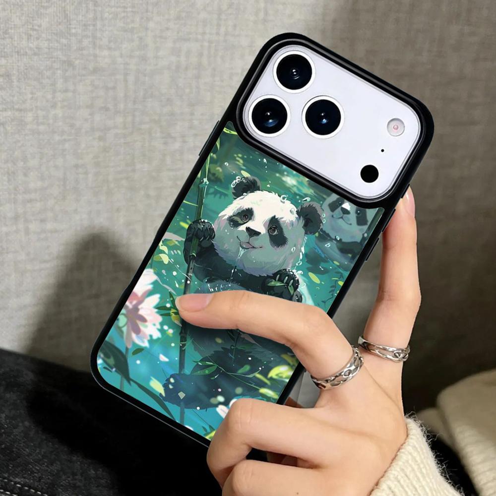 Capa Case for iPhone 17 Air 16 Pro Max 15 Plus 11 13 Mini 14 12 Back Phone Cover Cartoon Cute Panda Bear soft